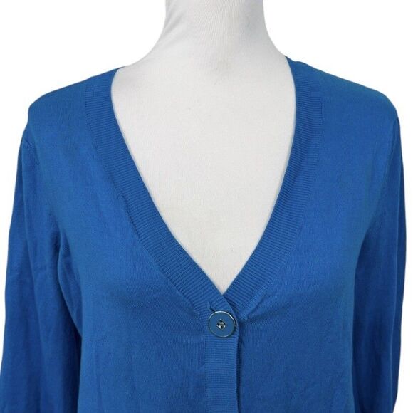 Designers Originals Button Front Cardigan Sweater Petite PL Blue New With Tags - Picture 2 of 11